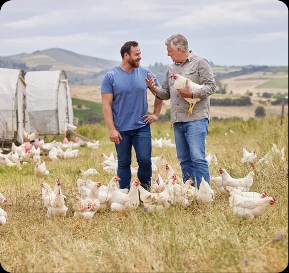 Farmers with poultry